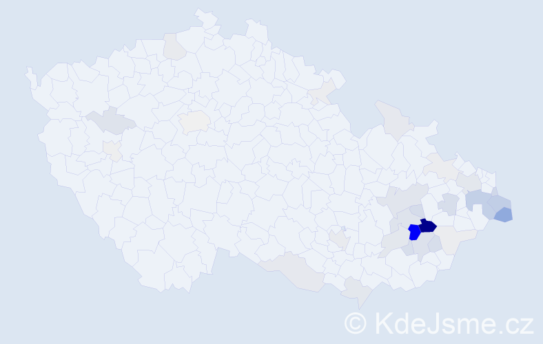 Příjmení: 'Podolová', počet výskytů 104 v celé ČR