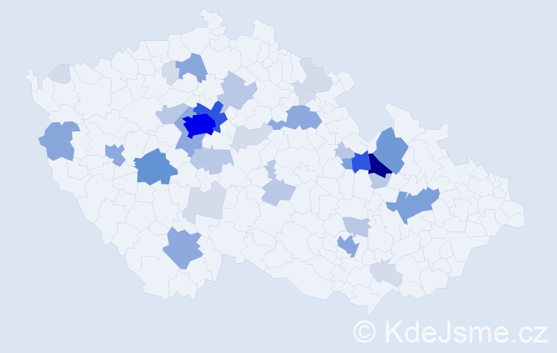 Příjmení: 'Pelcl', počet výskytů 123 v celé ČR