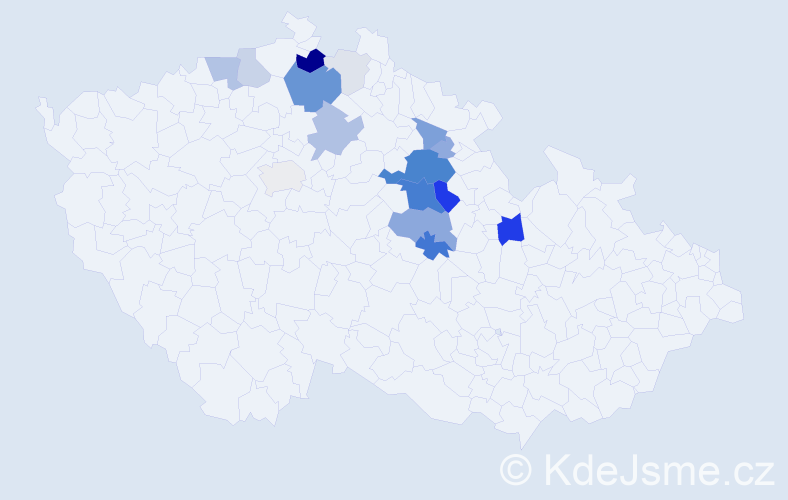 Příjmení: 'Kněžour', počet výskytů 69 v celé ČR