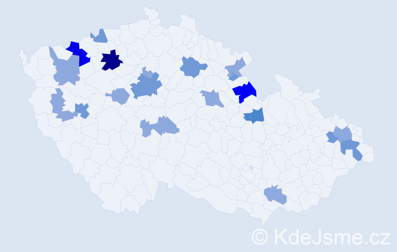 Příjmení: 'Kráčmer', počet výskytů 48 v celé ČR