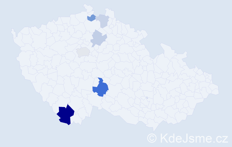 Příjmení: 'Cajzová', počet výskytů 13 v celé ČR