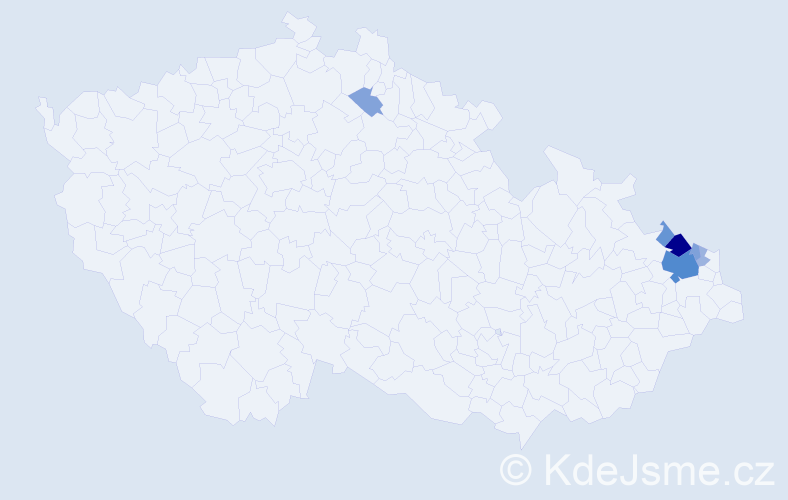 Příjmení: 'Dřevjaná', počet výskytů 21 v celé ČR