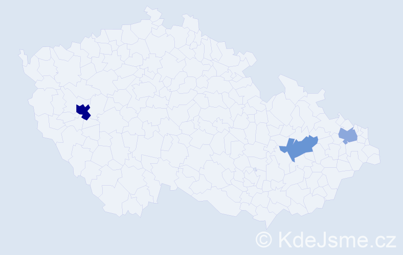 Příjmení: 'Kuhajdová', počet výskytů 5 v celé ČR