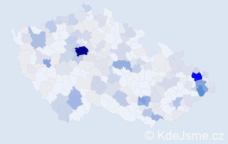 Příjmení: 'Kokeš', počet výskytů 696 v celé ČR