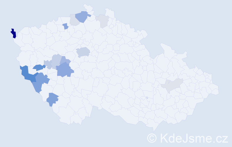 Příjmení: 'Kubš', počet výskytů 41 v celé ČR