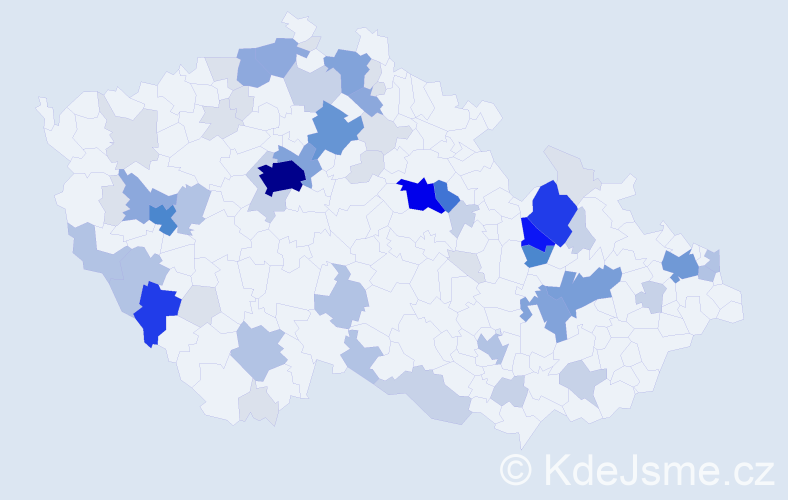 Příjmení: 'Kopa', počet výskytů 248 v celé ČR