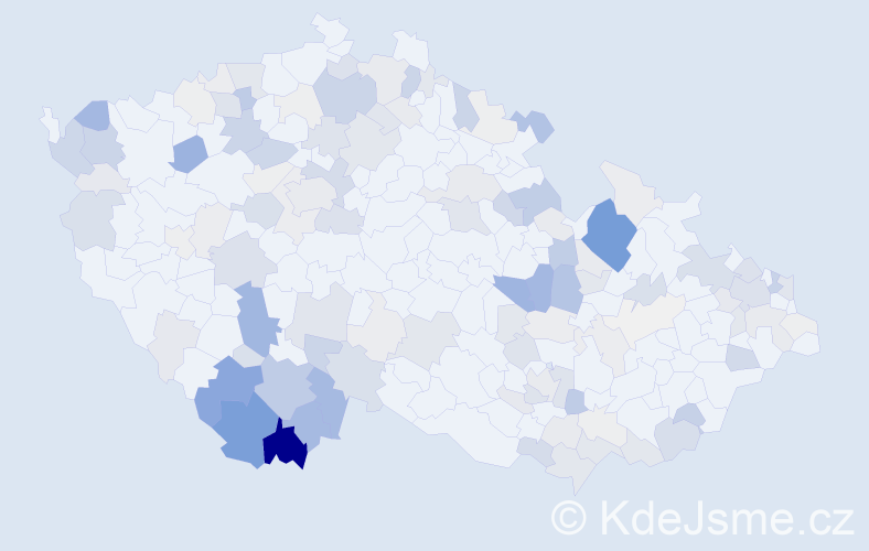 Příjmení: 'Troják', počet výskytů 460 v celé ČR