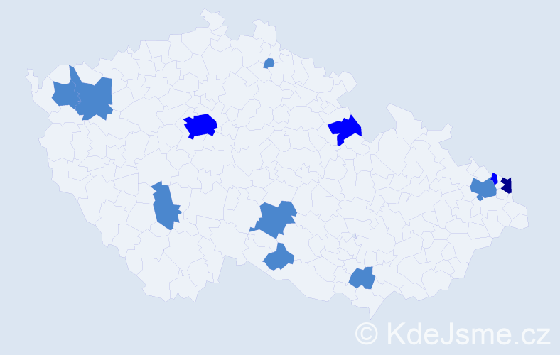 Příjmení: 'Suchár', počet výskytů 17 v celé ČR