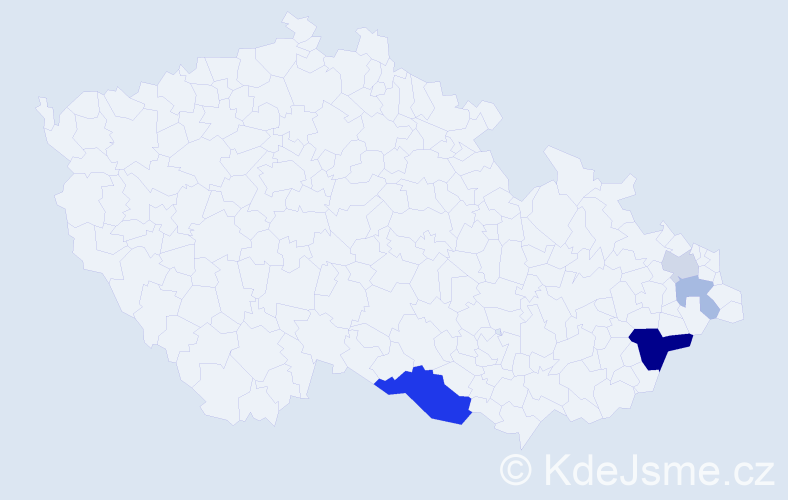 Příjmení: 'Belháč', počet výskytů 11 v celé ČR