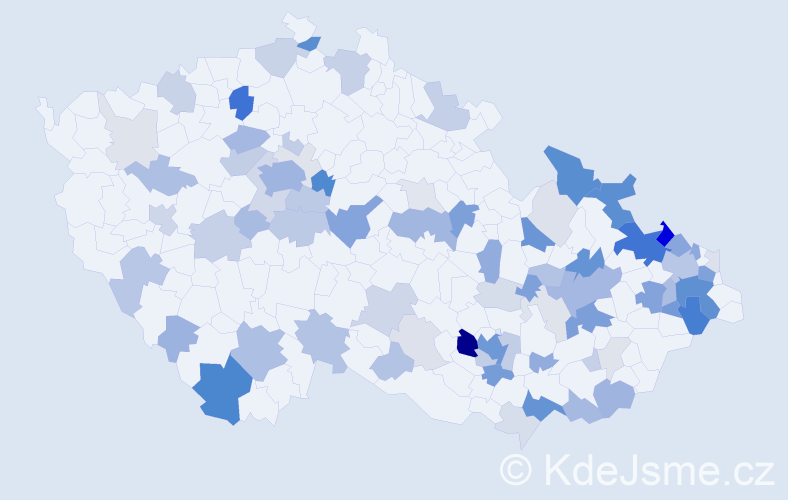 Příjmení: 'Kocian', počet výskytů 272 v celé ČR