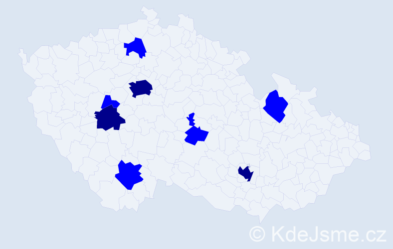 Příjmení: 'Dan', počet výskytů 11 v celé ČR