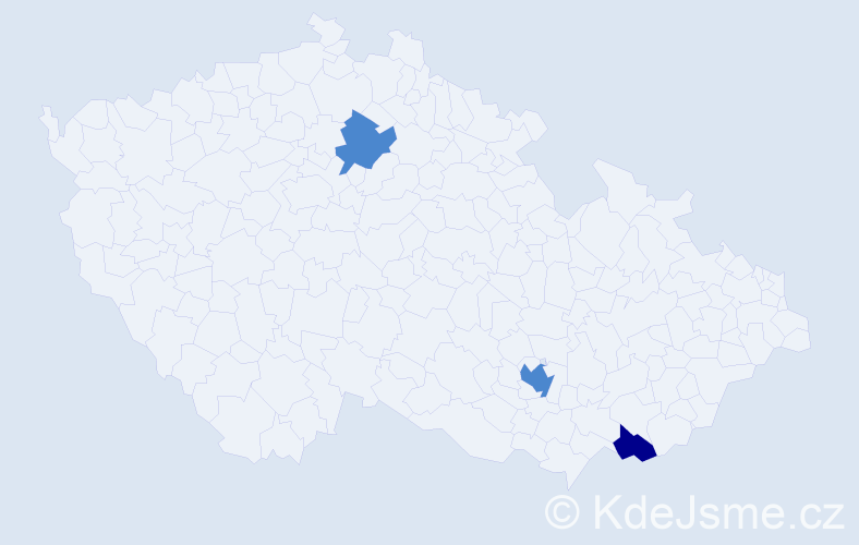 Příjmení: 'Benik', počet výskytů 5 v celé ČR