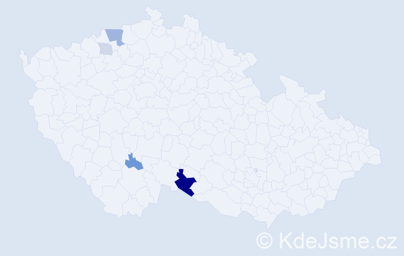 Příjmení: 'Kauca', počet výskytů 9 v celé ČR