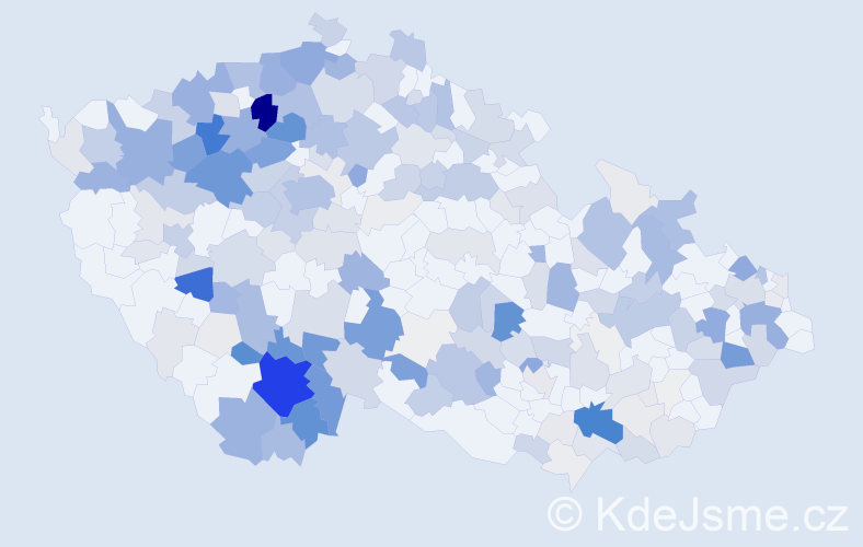 Příjmení: 'Hajný', počet výskytů 1082 v celé ČR
