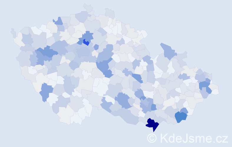 Příjmení: 'Uher', počet výskytů 2038 v celé ČR