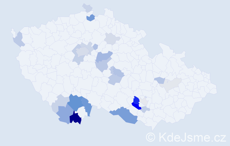Příjmení: 'Tondl', počet výskytů 90 v celé ČR