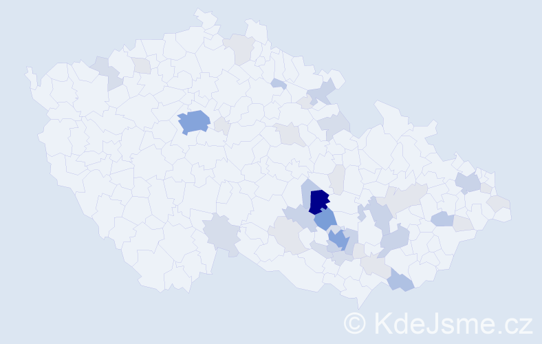 Příjmení: 'Chocholáčová', počet výskytů 127 v celé ČR