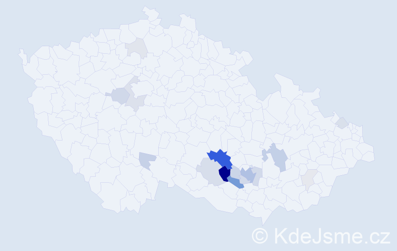 Příjmení: 'Nevrtalová', počet výskytů 55 v celé ČR