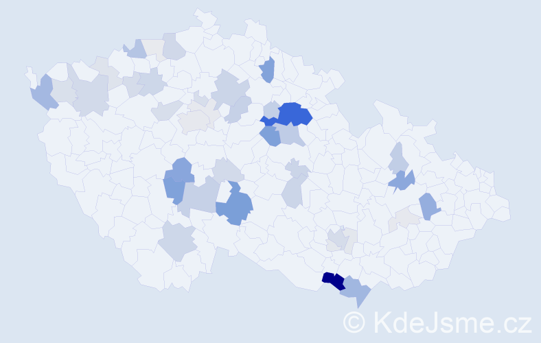 Příjmení: 'Pechánková', počet výskytů 158 v celé ČR