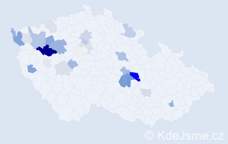 Příjmení: 'Mourová', počet výskytů 50 v celé ČR