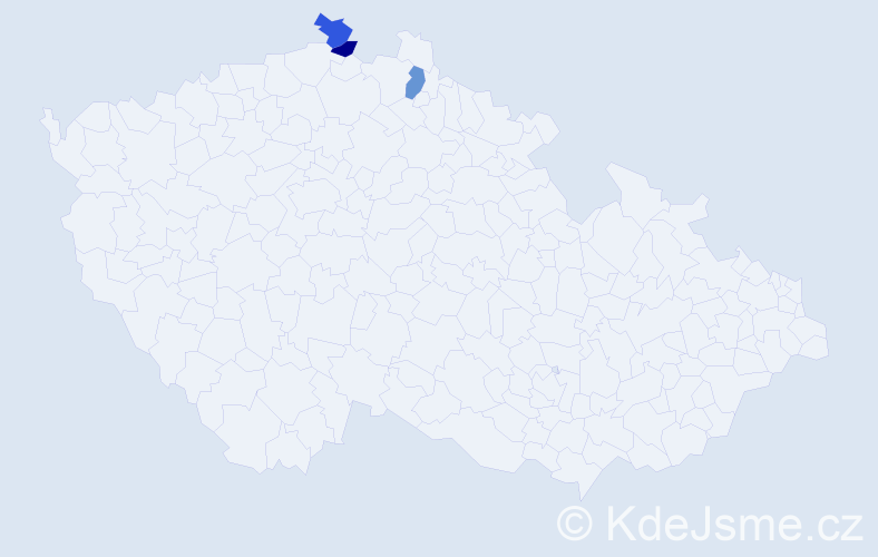 Příjmení: 'Petters', počet výskytů 3 v celé ČR