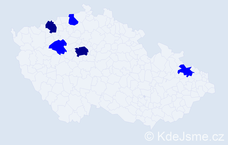 Příjmení: 'Kádár', počet výskytů 7 v celé ČR