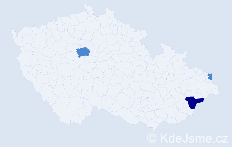 Příjmení: 'Zastávka', počet výskytů 5 v celé ČR
