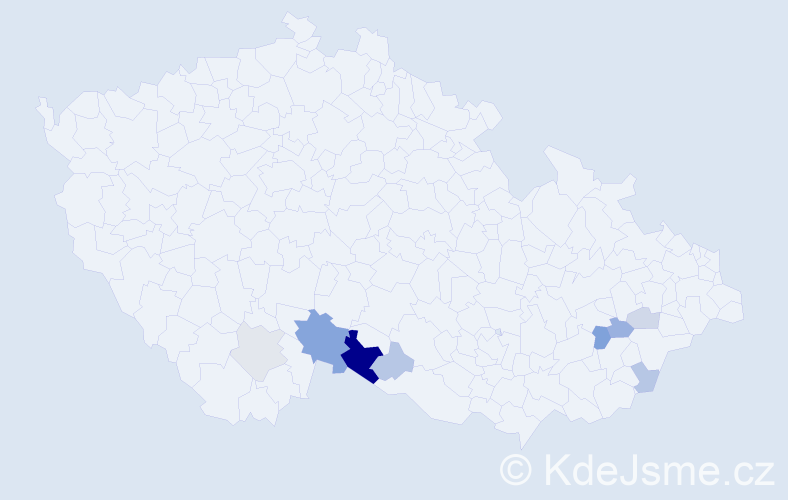 Příjmení: 'Bryolová', počet výskytů 18 v celé ČR