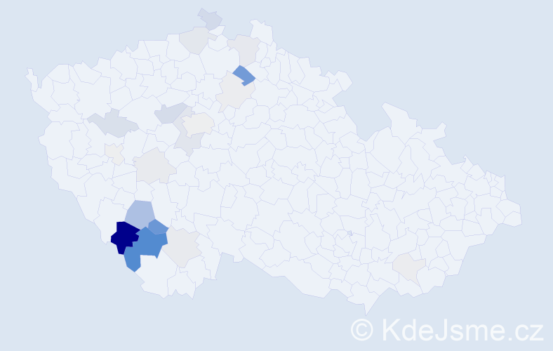 Příjmení: 'Mauric', počet výskytů 73 v celé ČR