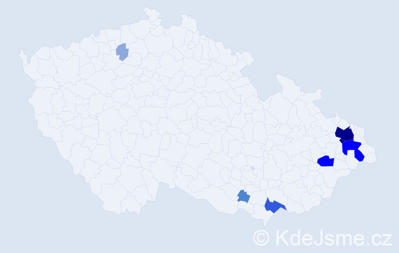 Příjmení: 'Moniaková', počet výskytů 19 v celé ČR