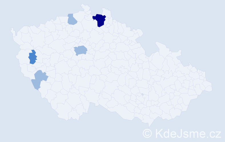 Příjmení: 'Deličová', počet výskytů 9 v celé ČR