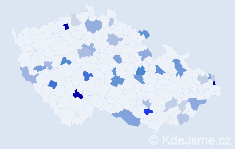 Příjmení: 'Líšková', počet výskytů 74 v celé ČR