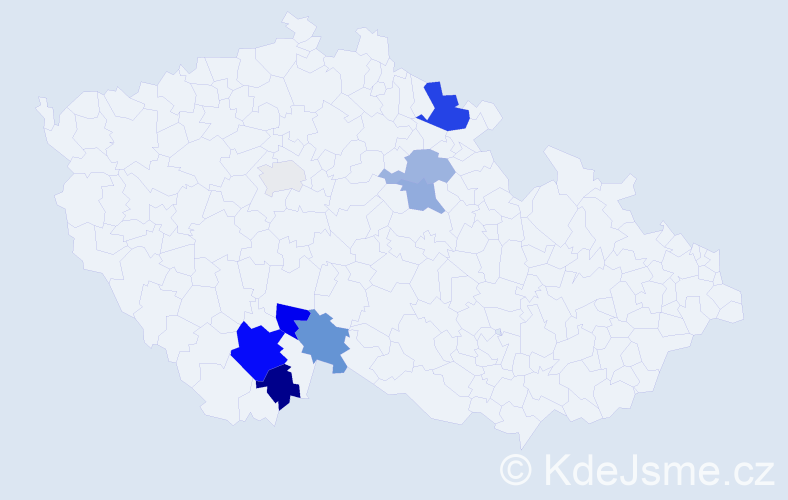 Příjmení: 'Mačí', počet výskytů 38 v celé ČR
