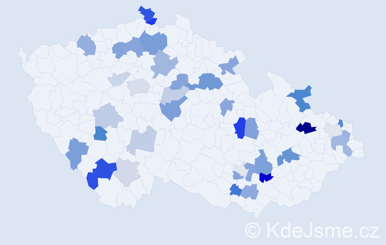 Příjmení: 'Čelková', počet výskytů 70 v celé ČR