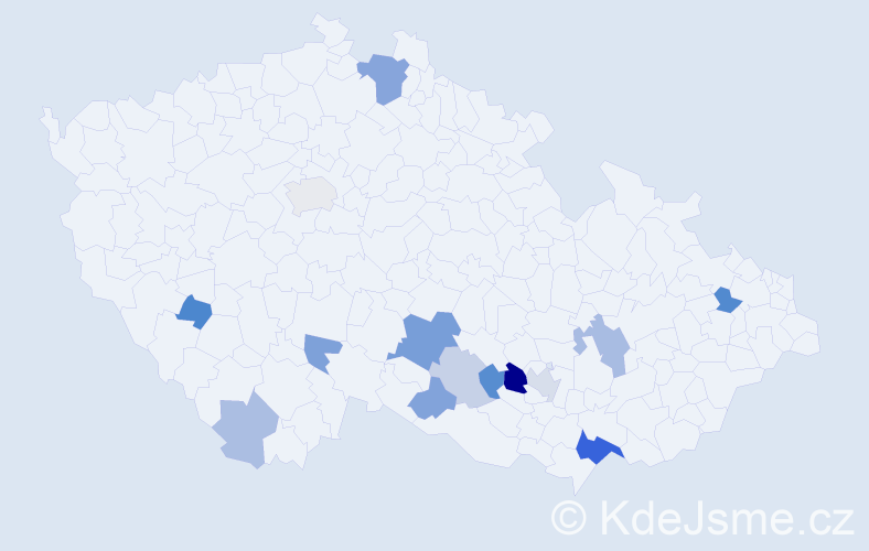 Příjmení: 'Modl', počet výskytů 32 v celé ČR