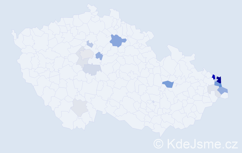 Příjmení: 'Kyjonka', počet výskytů 57 v celé ČR