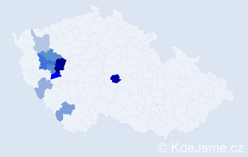Příjmení: 'Prantnerová', počet výskytů 21 v celé ČR