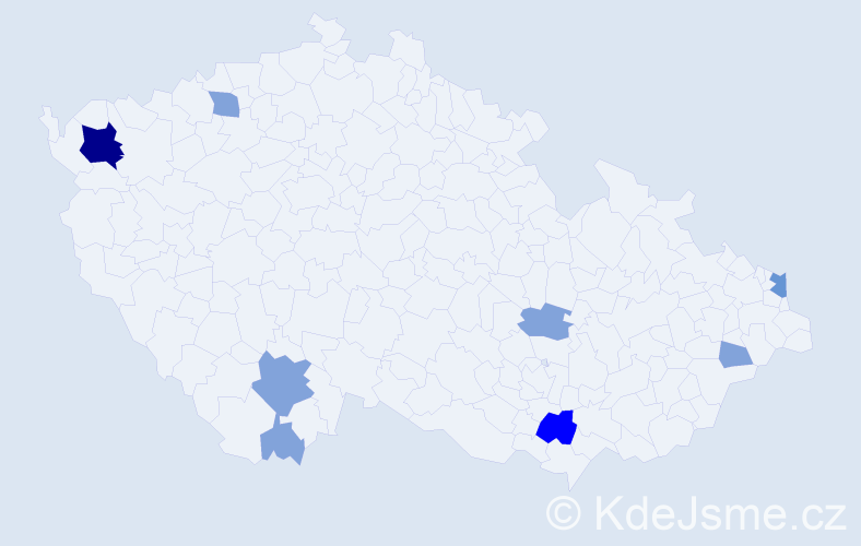 Příjmení: 'Dibala', počet výskytů 27 v celé ČR