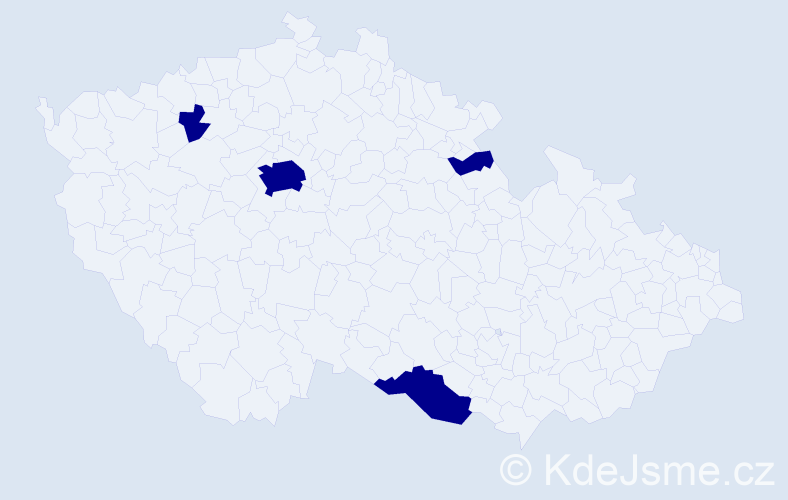 Příjmení: 'Travnicek', počet výskytů 4 v celé ČR