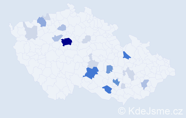 Příjmení: 'Sedmera', počet výskytů 65 v celé ČR