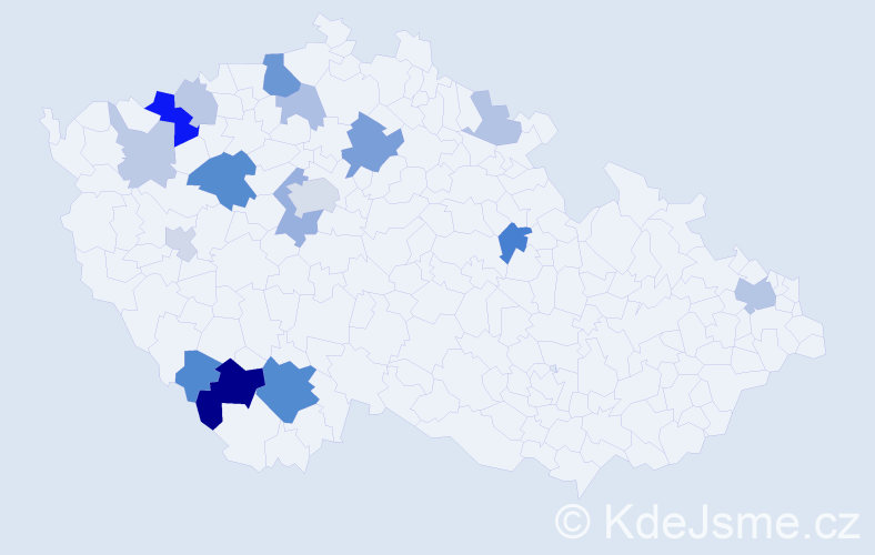 Příjmení: 'Tišler', počet výskytů 41 v celé ČR