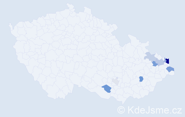 Příjmení: 'Kurnik', počet výskytů 20 v celé ČR