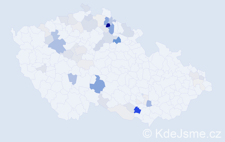 Příjmení: 'Koňáková', počet výskytů 161 v celé ČR