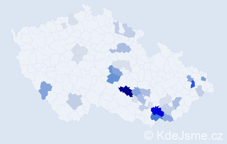Příjmení: 'Lundová', počet výskytů 135 v celé ČR