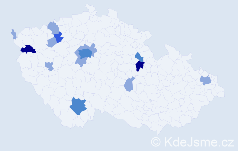 Příjmení: 'Kušnirová', počet výskytů 27 v celé ČR