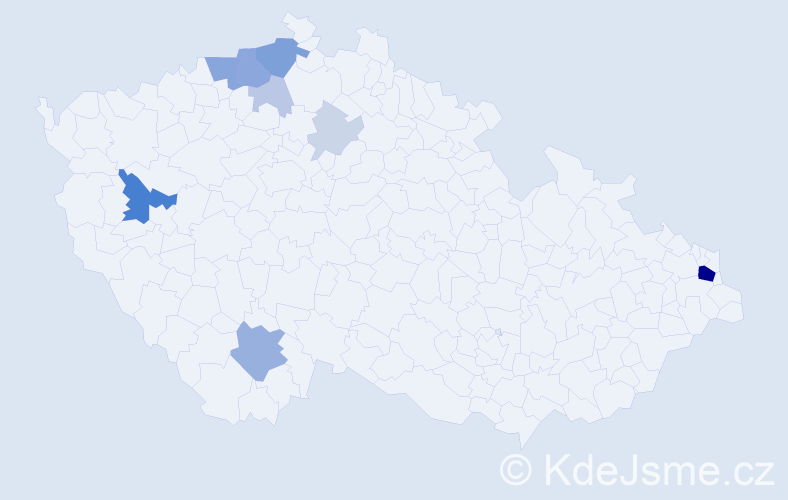 Příjmení: 'Tipán', počet výskytů 30 v celé ČR
