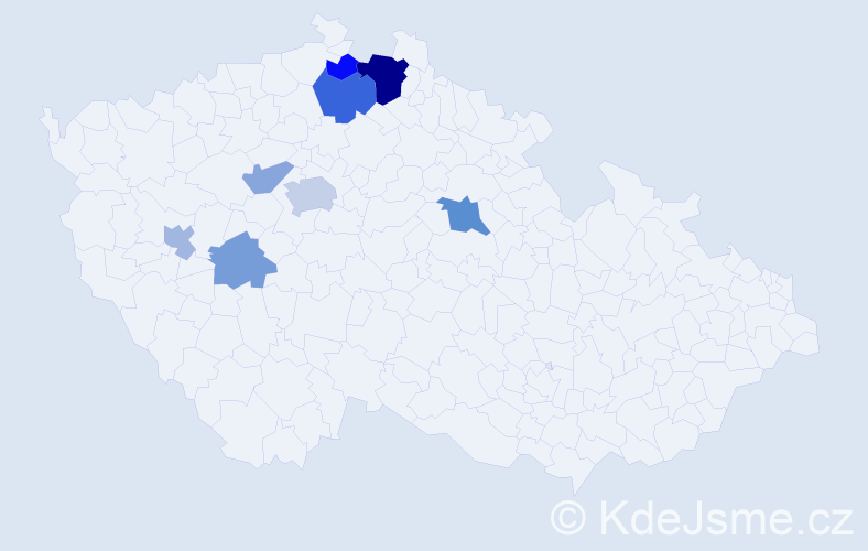 Příjmení: 'Virth', počet výskytů 16 v celé ČR