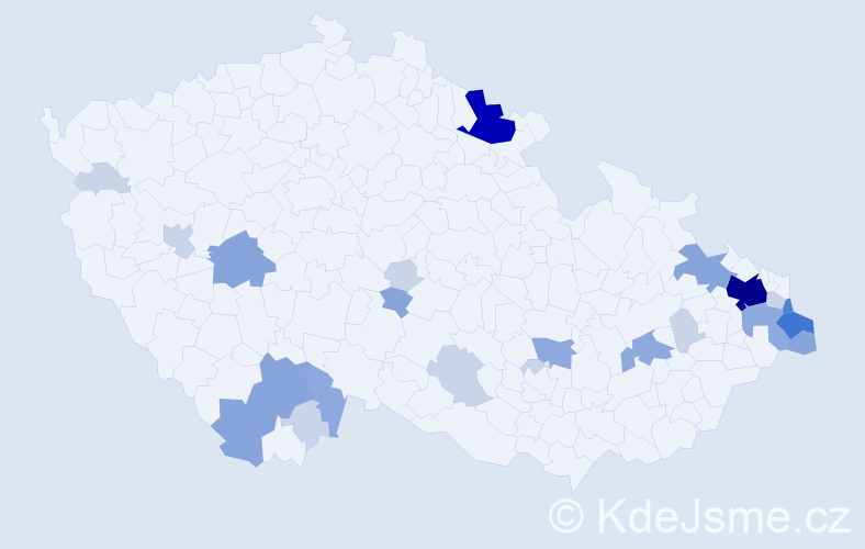 Příjmení: 'Čudková', počet výskytů 72 v celé ČR