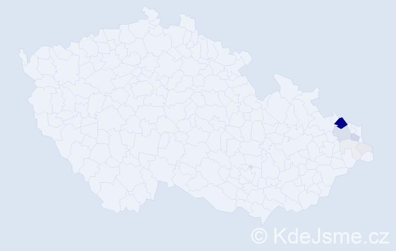 Příjmení: 'Vjačková', počet výskytů 50 v celé ČR