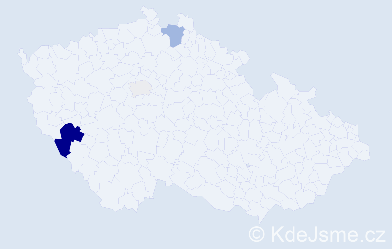 Příjmení: 'Bauml', počet výskytů 9 v celé ČR